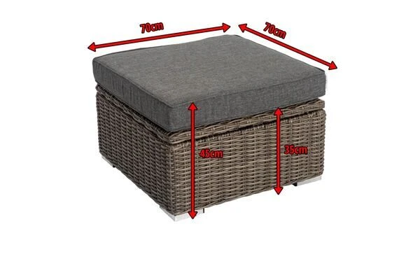 OUTFLEXX Hocker, Grau, Polyrattan, 70 X 70 X 35 Cm, Verstellbare Sitzfläche, Wasserfeste Kissenbox 6 OUTFLEXX Hocker, Grau, Polyrattan, 70 X 70 X 35 Cm, Verstellbare Sitzfläche, Wasserfeste Kissenbox – Bild 6
