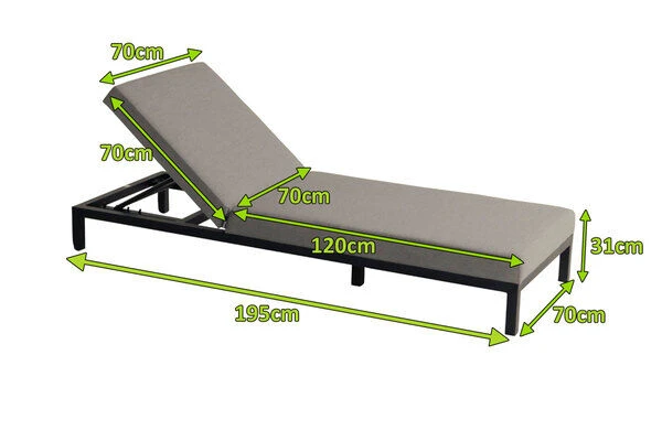 HARTMAN Eva Loungeliege, Flanelle, Sunbrella, 195 X 70 X 31 Cm, Rückenlehne Verstellbar 5 HARTMAN Eva Loungeliege, Flanelle, Sunbrella, 195 X 70 X 31 Cm, Rückenlehne Verstellbar – Bild 5