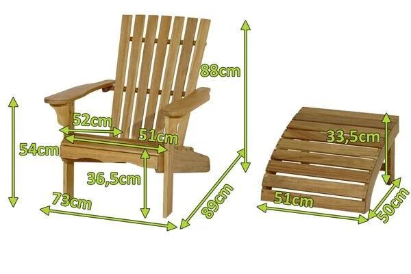 Ploß Adirondack Sessel, Teakoptik, FSC®-Akazienholz, 73x89x88 Cm, Mit Hocker 50x51x33,5 Cm 5 Ploß Adirondack Sessel, Teakoptik, FSC®-Akazienholz, 73x89x88 Cm, Mit Hocker 50x51x33,5 Cm – Bild 5
