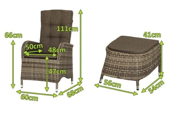 Ploß Rabida Dining Sessel, Champagner-meliert, Polyrattan, Verstellbar, Mit Fußhocker 5 Ploß Rabida Dining Sessel, Champagner-meliert, Polyrattan, Verstellbar, Mit Fußhocker – Bild 5