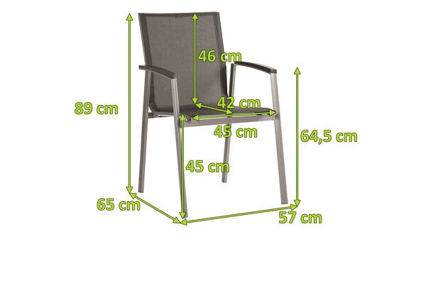 STERN New Top Stapelsessel, Graphit/silbergrau, Aluminium/Textil, 65x57x89 Cm, Pulverbeschichtet, Stapelbar 5 STERN New Top Stapelsessel, Graphit/silbergrau, Aluminium/Textil, 65x57x89 Cm, Pulverbeschichtet, Stapelbar – Bild 5