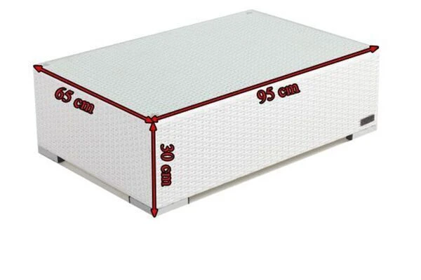 OUTFLEXX Kaffeetisch, Weiß, Polyrattan, 95x65cm, Inkl. Glasplatte 5 OUTFLEXX Kaffeetisch, Weiß, Polyrattan, 95x65cm, Inkl. Glasplatte – Bild 5