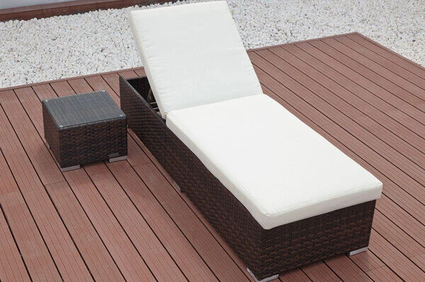 OUTFLEXX 2er-Set Sonnenliegen, Braun Marmoriert, Polyrattan, Je 200x70x45cm, Mit Beistelltisch 5 OUTFLEXX 2er-Set Sonnenliegen, Braun Marmoriert, Polyrattan, Je 200x70x45cm, Mit Beistelltisch – Bild 5