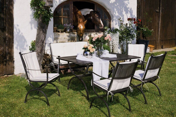 MBM Bank Romeo, Marone, Schmiedeeisen Verzinkt, Pulverbeschichtet, 2-Sitzer, 122x90x62 Cm 6 MBM Bank Romeo, Marone, Schmiedeeisen Verzinkt, Pulverbeschichtet, 2-Sitzer, 122x90x62 Cm – Bild 6