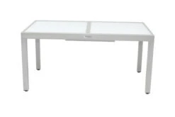 VILLANA Ausziehtisch, Silber/weiß, Alu/Sicherheitsglas, 160/220x90 Cm, Flügelmechanismus -Kettler Verkaufsgeschäft 6 13395 2.jpg