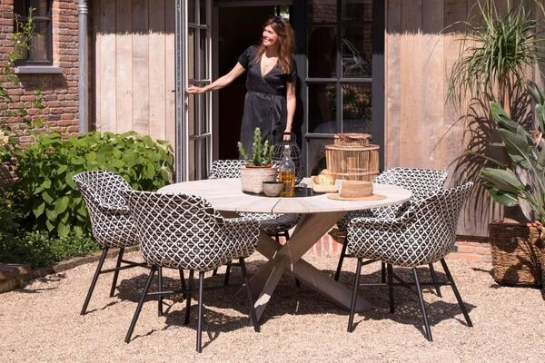 HARTMAN Provence Crossleg Esstisch, Light Grey, Teakholz, Ø150cm, Inkl. Granitinlay Ø50cm 6 HARTMAN Provence Crossleg Esstisch, Light Grey, Teakholz, Ø150cm, Inkl. Granitinlay Ø50cm – Bild 6