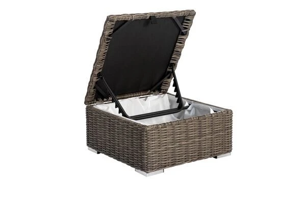 OUTFLEXX Hocker, Grau, Polyrattan, 70 X 70 X 35 Cm, Verstellbare Sitzfläche, Wasserfeste Kissenbox 8 OUTFLEXX Hocker, Grau, Polyrattan, 70 X 70 X 35 Cm, Verstellbare Sitzfläche, Wasserfeste Kissenbox – Bild 8