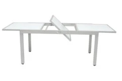 VILLANA Ausziehtisch, Silber/weiß, Alu/Sicherheitsglas, 160/220x90 Cm, Flügelmechanismus -Kettler Verkaufsgeschäft 9 13395 2.jpg